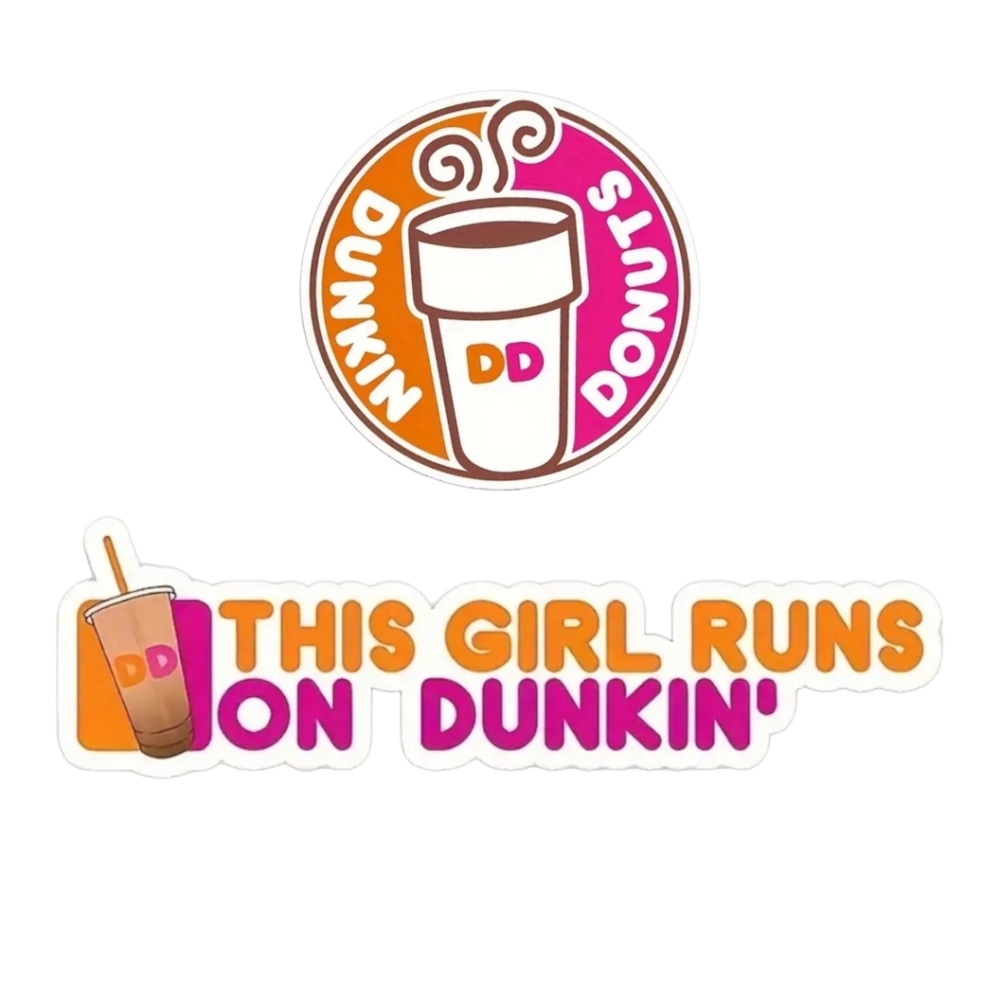NWT Dunkin Donuts set of 2 labels Stickers Vinyl Waterproof